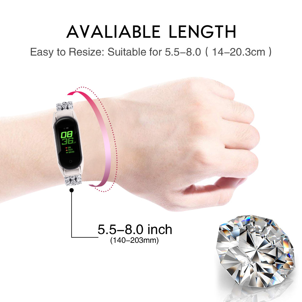 For Xiaomi Smart Band 8 Rhinestone Decor Stainless Steel Strap Replacement Smartwatch Wrist Band For Xiaomi Smart Band 8 Rhinestone Decor Stainless Steel Strap Replacement Smartwatch Wrist Band